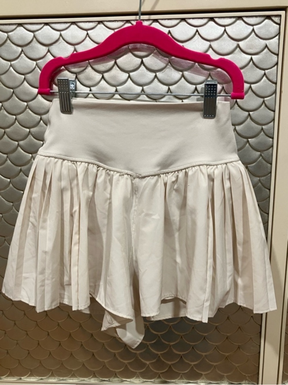 aerie Cream Pleated Skort with High Waist